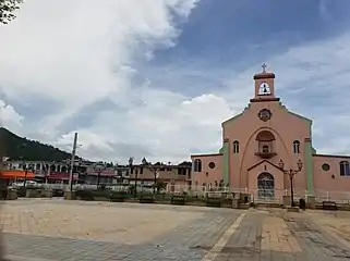 View of the Catholic church from the plaza, in Maunabo barrio-pueblo