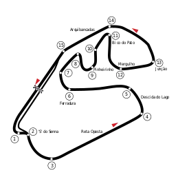 The track as it was redesigned in 1990 (the latest major modification of the track, which saw only minor modifications since then)