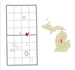 Location within Clare County (top) and Isabella County (bottom)