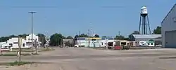 Downtown Clarks: Green Street, seen from across U.S. Highway 30