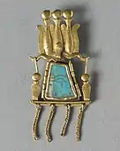 Pendant; circa 1069 BC; gold and turquoise; overall: 5.1 x 2.3 cm; Cleveland Museum of Art (Cleveland, USA)