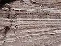 Closeup of the Summerville Formation showing even bedding, 2.4 miles west of Hanksville, Utah.