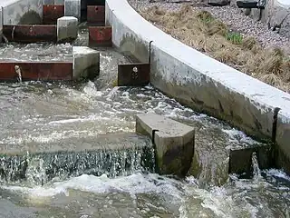 Detail of fish ladder in Uppsala, Sweden