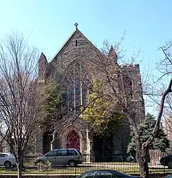 Looking west across Kingsbridge Avenue at Episcopal Church of the Mediator