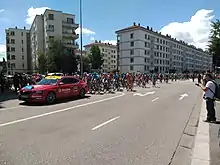 The start of Stage 5 of the 2018 Critérium du Dauphiné, in Grenoble