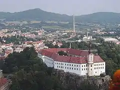 View from the Pastýřská stěna over Děčín to the right bank of the Elbe