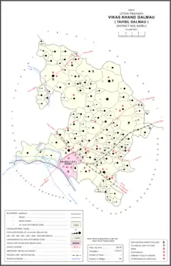 Map showing Sursana (#992) in Dalmau CD block