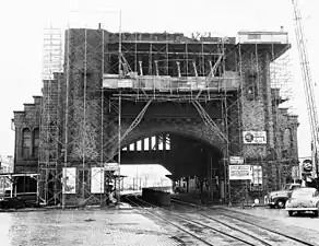 The castle-like railroad stations with its turrets removed