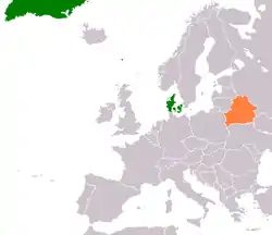 Map indicating locations of Denmark and Belarus