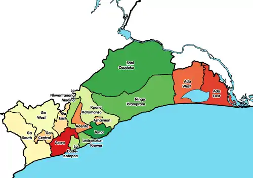 Location of Greater Accra Region District