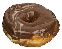 Chocolate-frosted doughnut