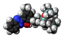 Space-filling model of the drometrizole trisiloxane molecule