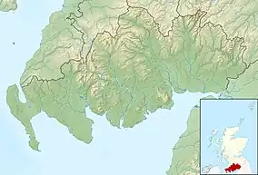 Map of Scotland showing Carrutherstown close to the southern coast of Dumfries and Galloway