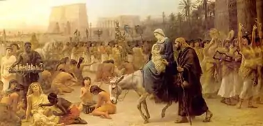 British Orientalist artist Edwin Long, Anno Domini, 1883, shows the arrival in Egypt