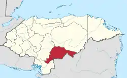 Location of El Paraíso in Honduras