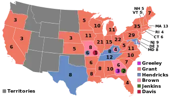 Electoral map, 1872 election