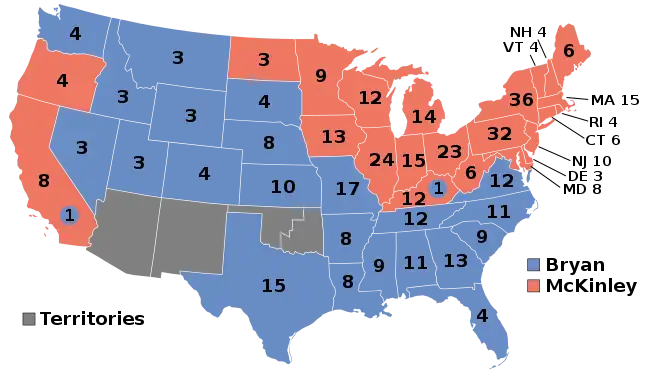 Electoral map, 1896 election