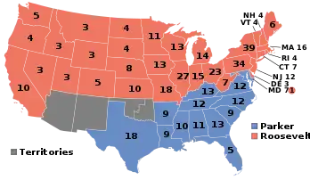 Electoral map, 1904 election