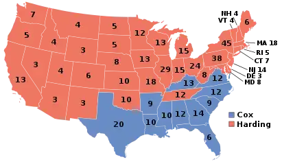 Electoral map, 1920 election