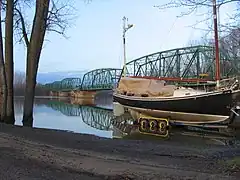 Batiscan, near its mouth, iron bridge, Chemin du Roy, Batiscan