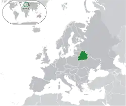 Map showing Belarus in Europe