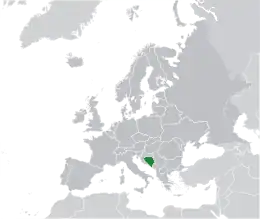 Map showing Bosnia and Herzegovina in Europe