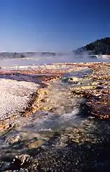 The pool and runoff from the Excelsior Geyser crater