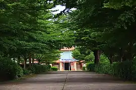 The walkway leading to the library