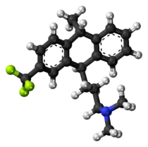 Ball-and-stick model of the fluotracen molecule