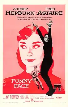 Poster of the 1957 film Funny Face, featuring Audrey Hepburn in a black turtleneck