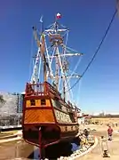 Transom of 1:3 scale replica of a Galleon built in Santiago by the Nao Victoria Museum of Punta Arenas