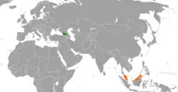 Map indicating locations of Georgia and Malaysia