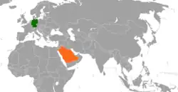 Map indicating locations of Germany and Saudi Arabia