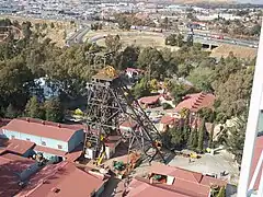 The mine headgear as seen from the Big Wheel.