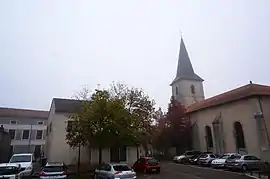 The town hall, post office and church in Gondreville