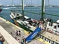 Rainbow warrior in Port of Haifa, Israel, 2008.