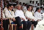 Groundbreaking ceremony for the new campus. In attendance were Vice President Noli de Castro, academy founder Capt. Gregorio Oca, AJSU president Yoji Fujisawa and DOLE secretary Marianito Roque.