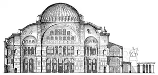 Cross-section of Hagia Sophia, as first built