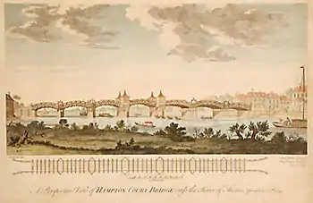 Image 24The original Hampton Court Bridge in 1753, the first of four on the site.