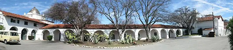 Panoramic view of the west (rear) face of The Hacienda