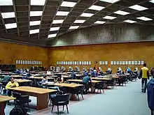 Periodicals Archive Hall of the Luis Ángel Arango Library designed by  Rafaél Esguerra García