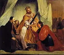 Painting of the legend of the Haarlem shield.