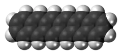 Space-filling-stick model of the hexacene molecule