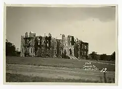 A damaged dormitory at St. Edward's University