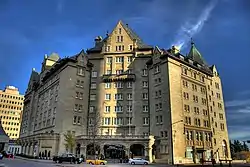 Exterior of hotel in Châteauesque architecture