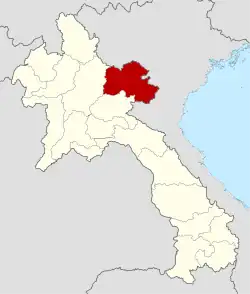 Map showing location of Houaphanh province in Laos