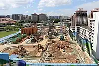 Construction site of Hougang MRT station on the CRL.