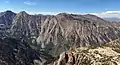 Hunewill Peak (left), Victoria Peak (centered), Eagle Peak (right).View looking north from The Incredible Hulk.