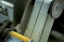 Paper tape loop controlling paper positioning in a IBM 1403 line printer (1959-1983)