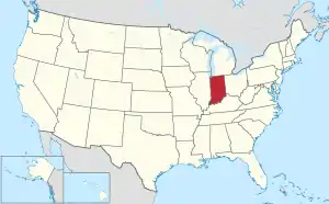 Map of the United States with Indiana highlighted